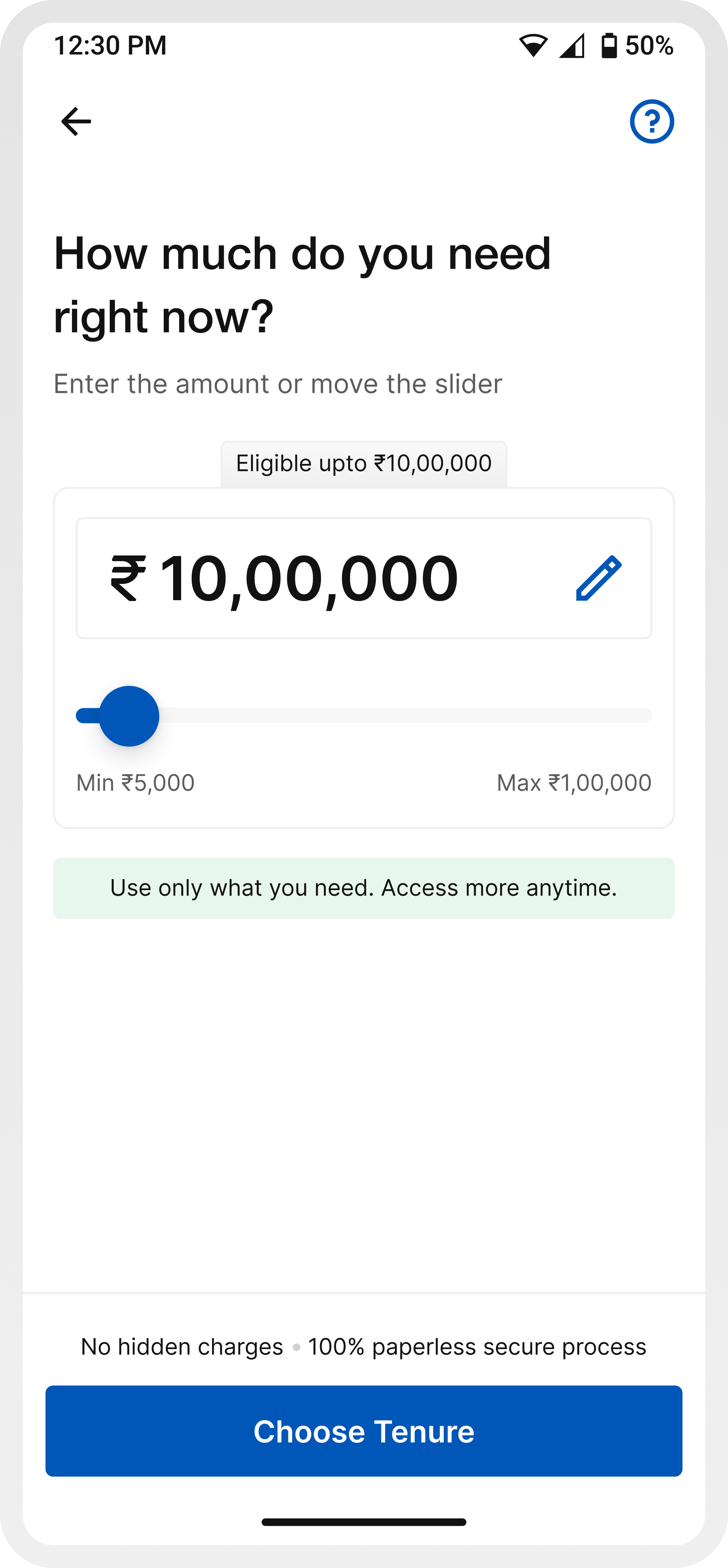 Redesigned enter amount screen with clearer amount entry, slider, and primary CTA
